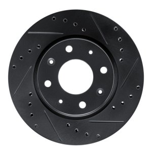 Kia Spectra5 Brake Rotor (1) - Front Right - R1 Concepts - Drilled & Slotted - Black - `04-`09